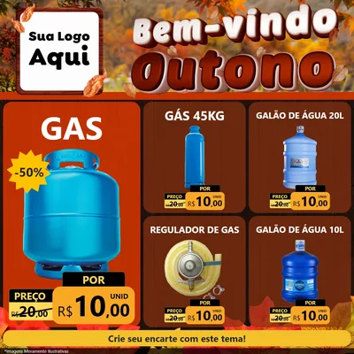 Modelo de Rede Social para Feed Facebook com o tema Bem-vindo Outono para Água e gás