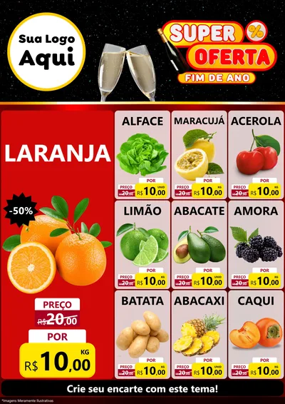 Modelo de Encarte para Encarte A4 Vertical com o tema Super Oferta Fim de Ano para Hortifrúti