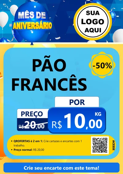 Modelo de Cartaz para Cartaz A4 Vertical com o tema Mês de Aniversário para Padaria