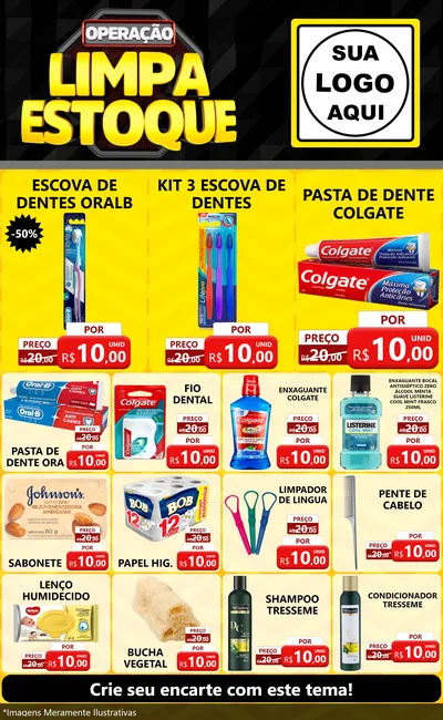 Modelo de Encarte para Encarte Grande com o tema Operação Limpa Estoque para Higiene Pessoal