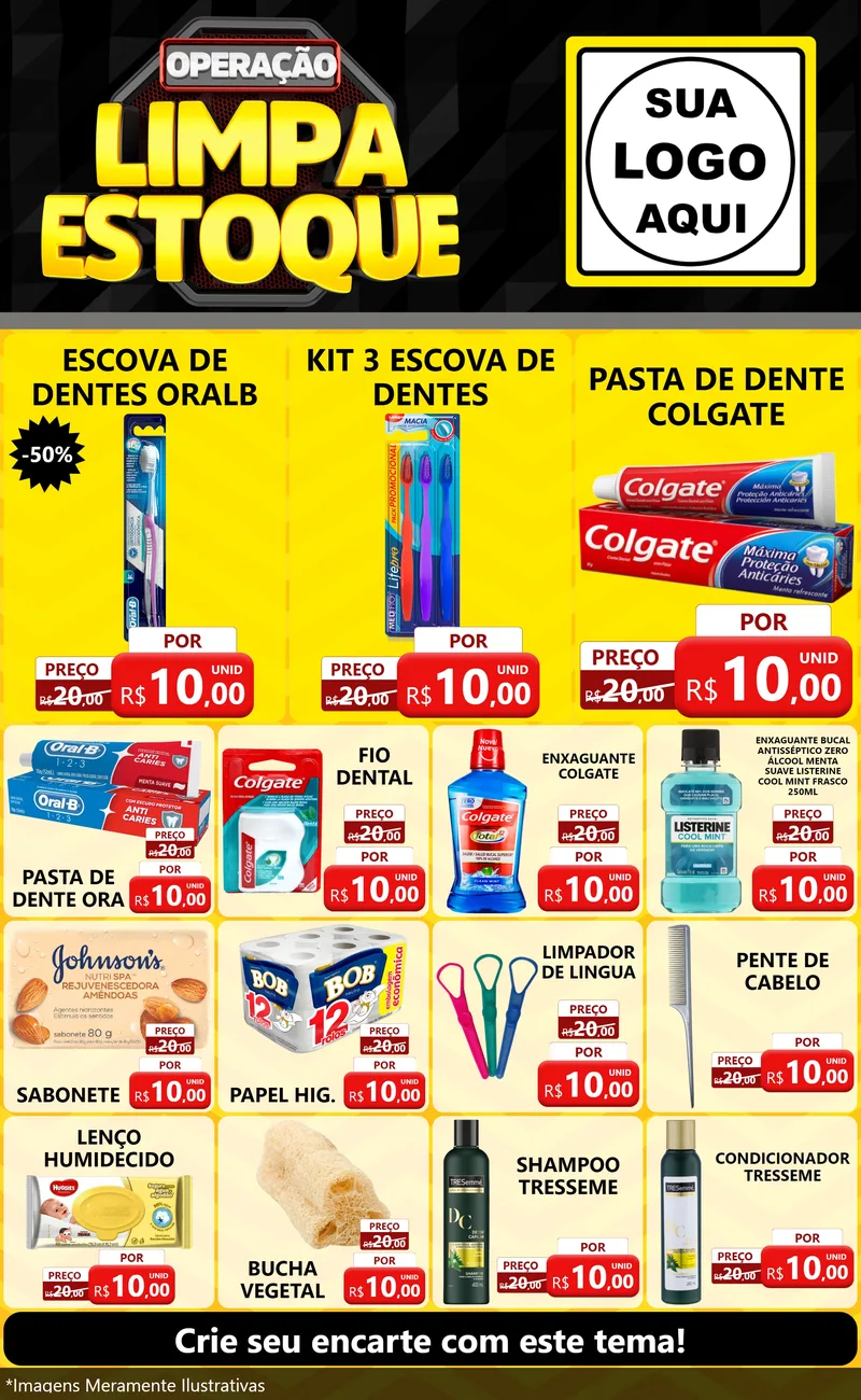 Modelo de Encarte para Encarte Grande com o tema Operação Limpa Estoque para Higiene Pessoal