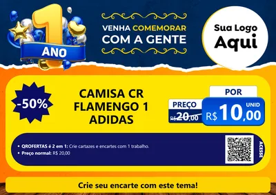 Modelo de Cartaz para Cartaz A4 Horizontal com o tema Um Ano de Aniversário para Roupas e acessórios