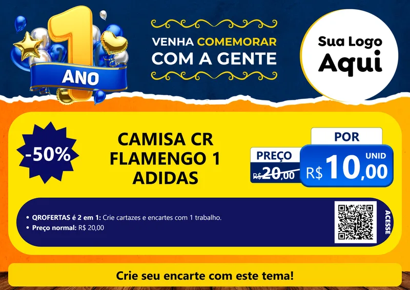 Modelo de Cartaz para Cartaz A4 Horizontal com o tema Um Ano de Aniversário para Roupas e acessórios