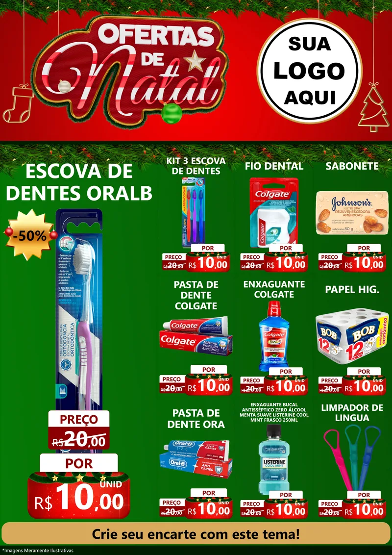 Modelo de Encarte para Encarte A4 Vertical com o tema Ofertas de Natal para Higiene Pessoal