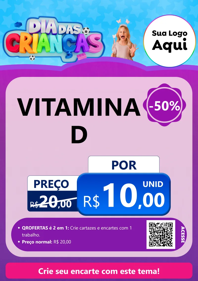 Modelo de Cartaz para Cartaz A4 Vertical com o tema Dia Das Crianças para Farmácia