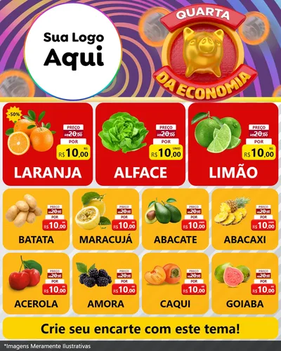 Modelo de Rede Social para Feed Instagram com o tema Quarta da Economia para Hortifrúti