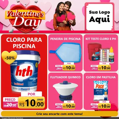 Modelo de Rede Social para Feed Facebook com o tema Valentine's Day para Produtos para Piscina