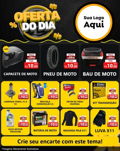 Modelo de Rede Social para Feed Instagram com o tema Oferta Do Dia para Moto peças