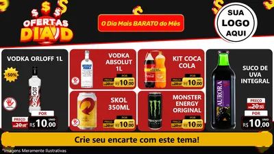Modelo de TV para TV Horizontal com o tema Ofertas Dia D para Distribuidora de bebidas