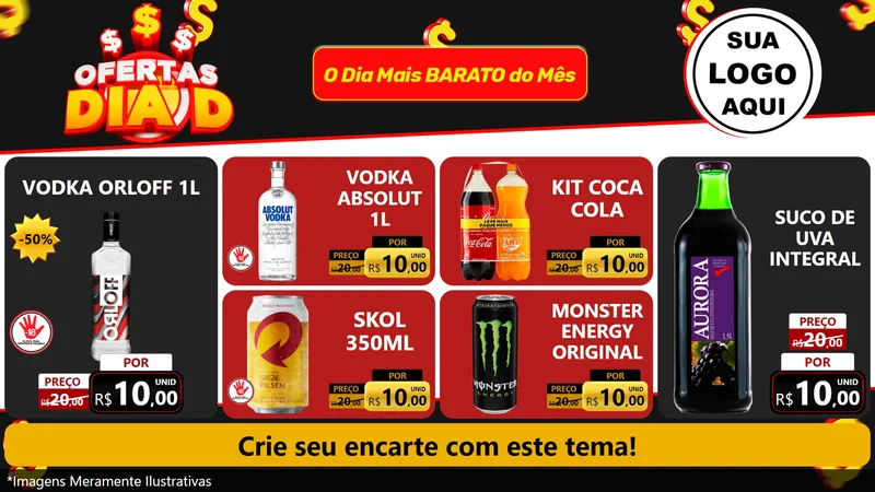 Modelo de TV para TV Horizontal com o tema Ofertas Dia D para Distribuidora de bebidas