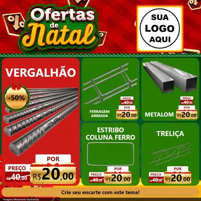 Modelo de Rede Social para Feed Facebook com o tema Ofertas de Natal para Ferragens
