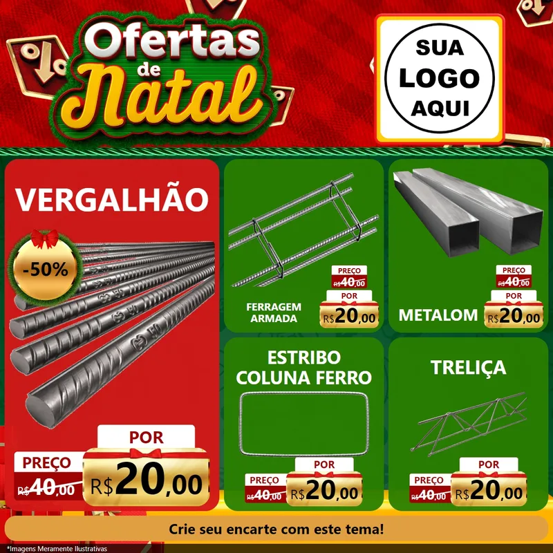 Modelo de Rede Social para Feed Facebook com o tema Ofertas de Natal para Ferragens