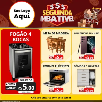 Modelo de Rede Social para Feed Facebook com o tema Segunda Imbatível para Móveis e Eletro