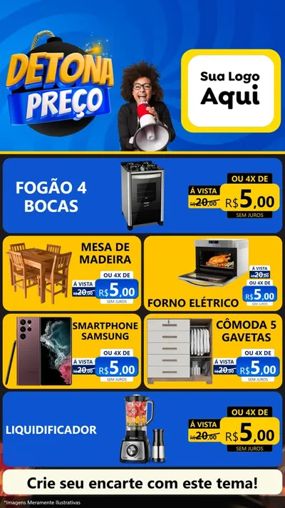 Modelo de TV para TV Vertical com o tema Detona Preços para Móveis e Eletro