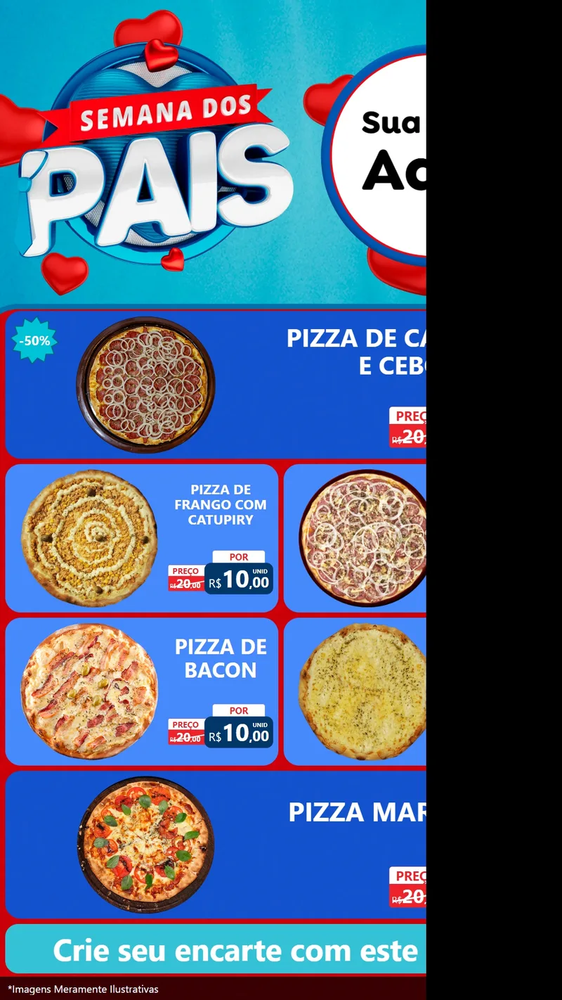 Modelo de TV para TV Vertical com o tema Semana Dos Pais para Pizzaria