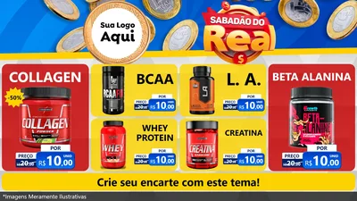 Modelo de TV para TV Horizontal com o tema Sabadão do Real para Suplementos alimentares