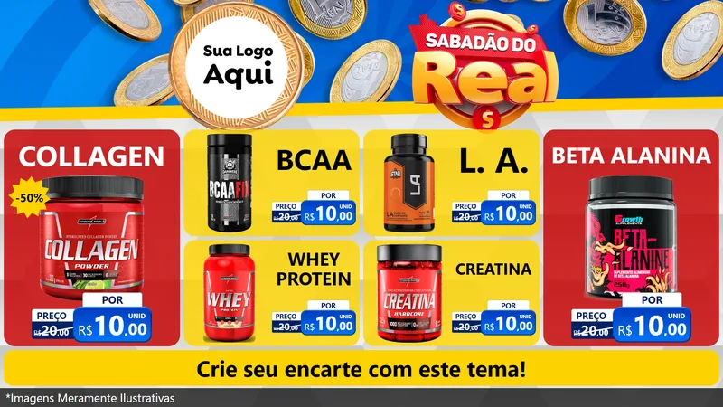 Modelo de TV para TV Horizontal com o tema Sabadão do Real para Suplementos alimentares