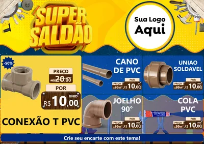 Modelo de Encarte para Encarte A4 Horizontal com o tema Super Saldão para Tubos e conexões
