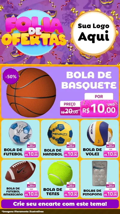 Modelo de Rede Social para Stories com o tema Folia de Ofertas para Artigos Esportivos