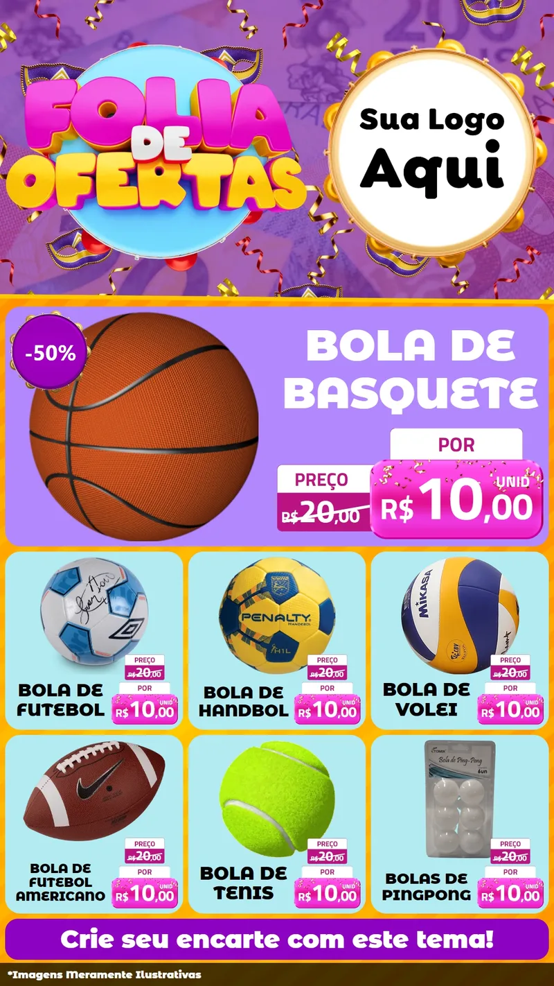 Modelo de Rede Social para Stories com o tema Folia de Ofertas para Artigos Esportivos