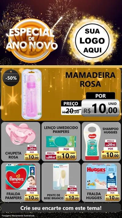 Modelo de Rede Social para Stories com o tema Especial de Ano Novo para Bebês