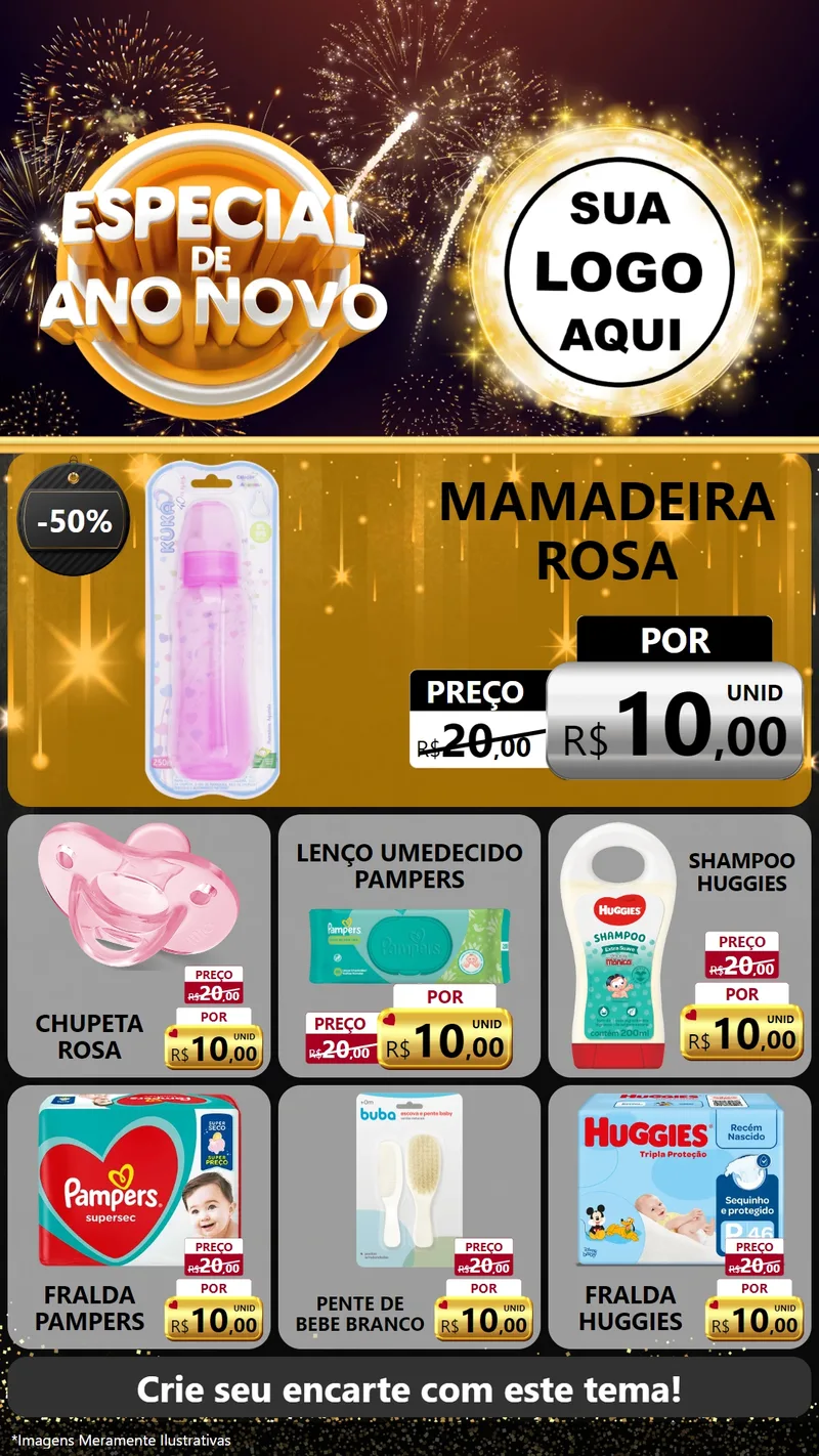Modelo de Rede Social para Stories com o tema Especial de Ano Novo para Bebês