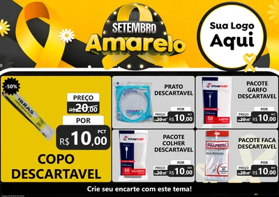 Modelo de Encarte para Encarte A4 Horizontal com o tema Setembro Amarelo para Embalagens