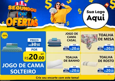 Modelo de Encarte para Encarte A4 Horizontal com o tema Segundou de Ofertas para Cama, Mesa e Banho