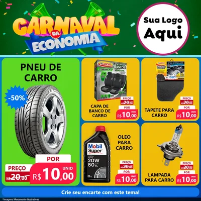 Modelo de Rede Social para Feed Facebook com o tema Carnaval da Economia para Auto peças