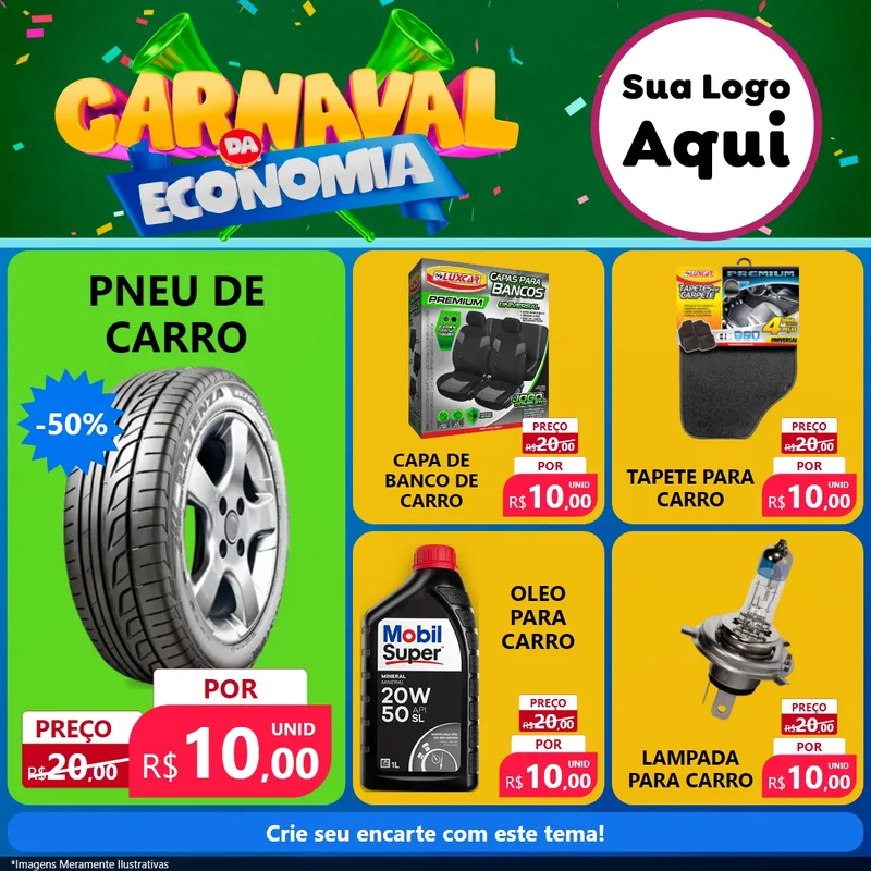 Modelo de Rede Social para Feed Facebook com o tema Carnaval da Economia para Auto peças