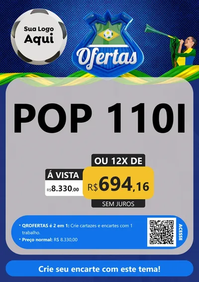 Modelo de Cartaz para Cartaz A4 Vertical com o tema Ofertas (Futebol) para Concessionaria de Motos