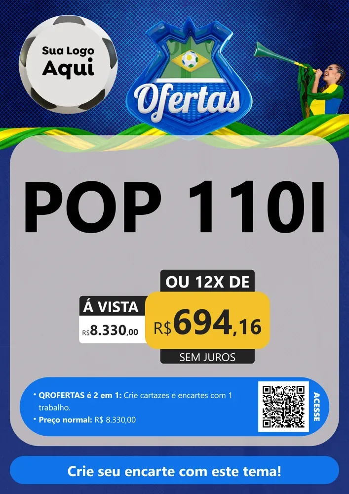 Modelo de Cartaz para Cartaz A4 Vertical com o tema Ofertas (Futebol) para Concessionaria de Motos