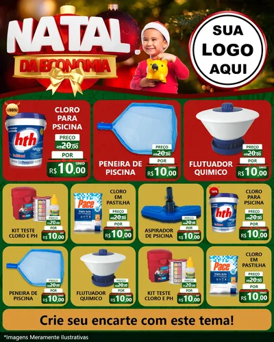 Modelo de Rede Social para Feed Instagram com o tema Natal da Economia para Produtos para Piscina