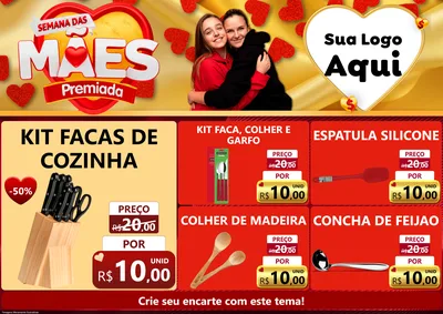 Modelo de Encarte para Encarte A4 Horizontal com o tema Semana das Mães Premiada para Utilidades Domésticas