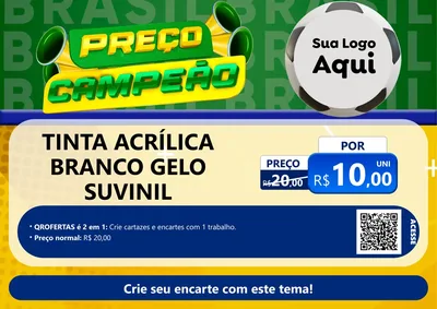 Modelo de Cartaz para Cartaz A4 Horizontal com o tema Preço Campeão - Copa para Tintas e Ferramentas