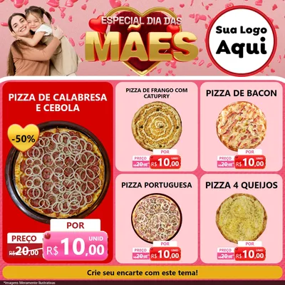 Modelo de Rede Social para Feed Facebook com o tema Especial Dia Das Mães para Pizzaria