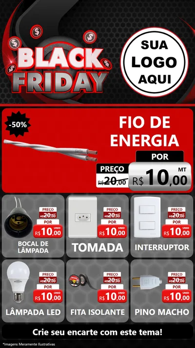 Modelo de Rede Social para Stories com o tema Black Friday para Materiais Elétricos