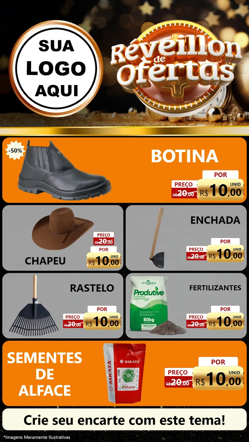 Modelo de TV para TV Vertical com o tema Réveillon de Ofertas para Agropecuária