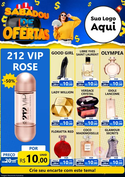 Modelo de Encarte para Encarte A4 Vertical com o tema Sabadou de Ofertas para Perfumes