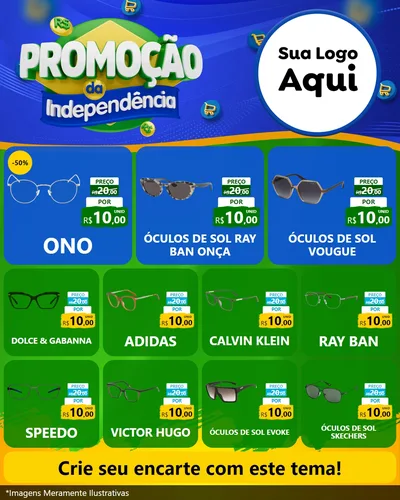 Modelo de Rede Social para Feed Instagram com o tema Promoção da Independência para Óticas