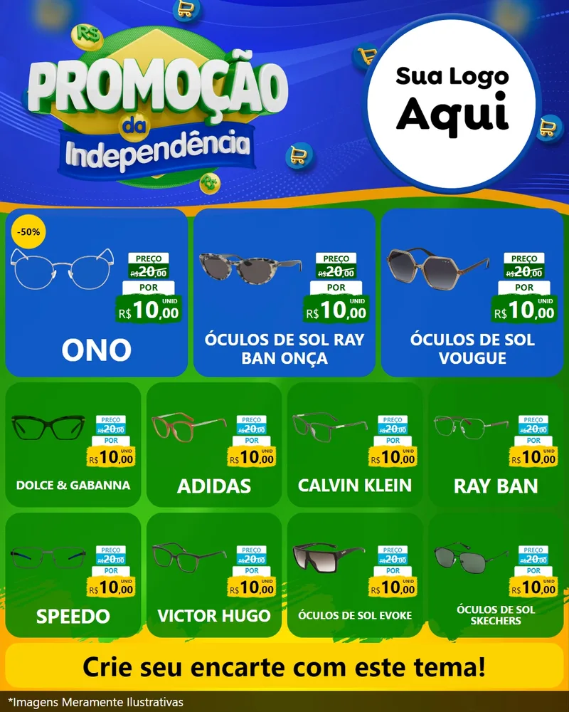 Modelo de Rede Social para Feed Instagram com o tema Promoção da Independência para Óticas