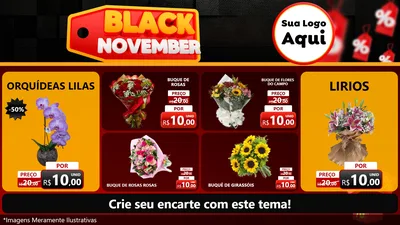Modelo de TV para TV Horizontal com o tema Black November para Floricultura e jardim