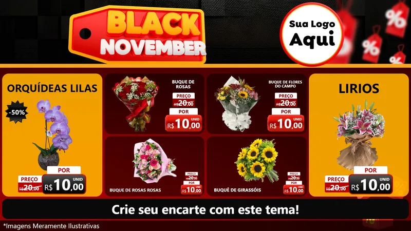 Modelo de TV para TV Horizontal com o tema Black November para Floricultura e jardim