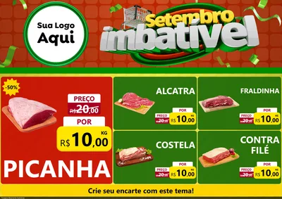 Modelo de Encarte para Encarte A4 Horizontal com o tema Setembro Imbatível para Açougue