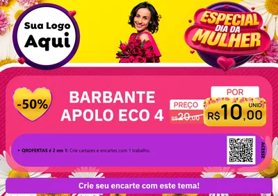 Modelo de Cartaz para Cartaz A4 Horizontal com o tema Especial Dia da Mulher para Armarinho e Aviamentos