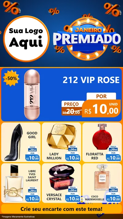 Modelo de Rede Social para Stories com o tema Janeiro Premiado para Perfumes