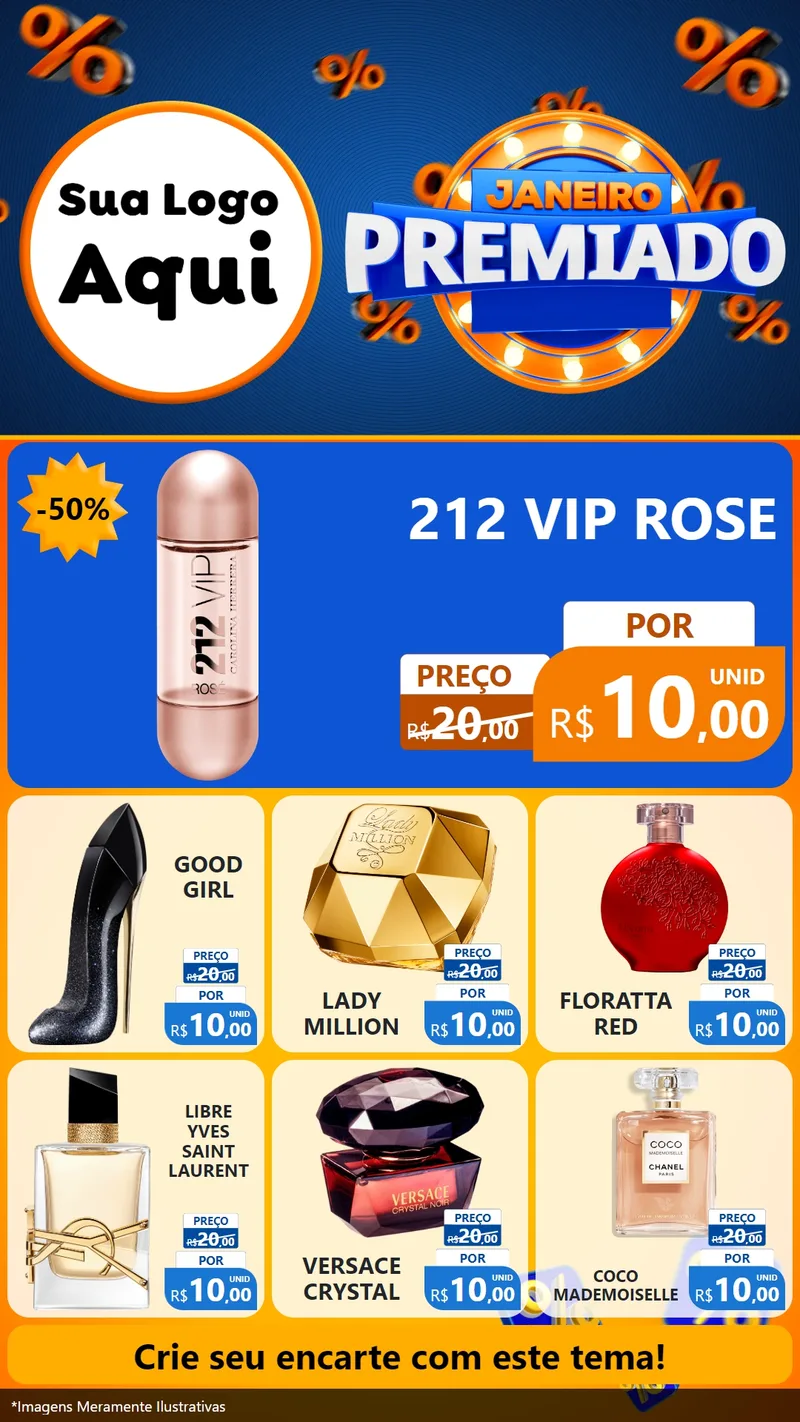 Modelo de Rede Social para Stories com o tema Janeiro Premiado para Perfumes