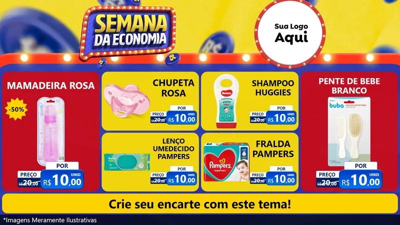 Modelo de TV para TV Horizontal com o tema Semana da Economia para Bebês