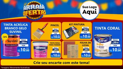 Modelo de TV para TV Horizontal com o tema Arraiá de Ofertas - Junina para Tintas e Ferramentas