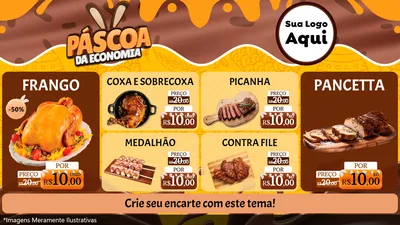 Modelo de TV para TV Horizontal com o tema Páscoa da Economia para Assados